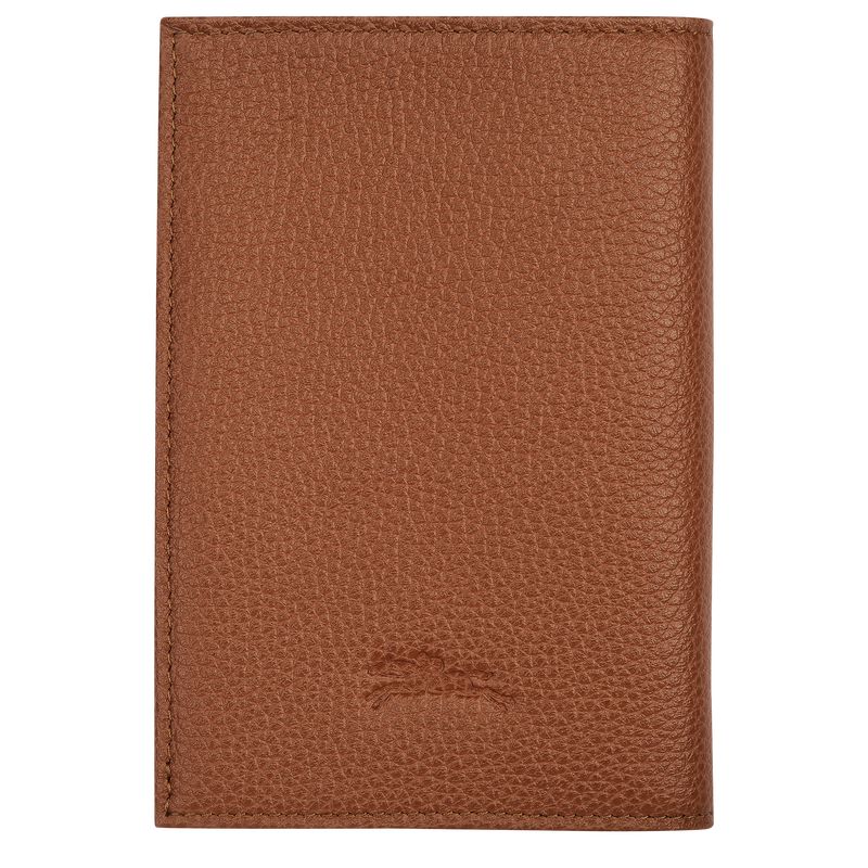 Akcesoria Damskie Longchamp Le FoulonnÉ Passport cover Leather Caramel | PL8226PJ