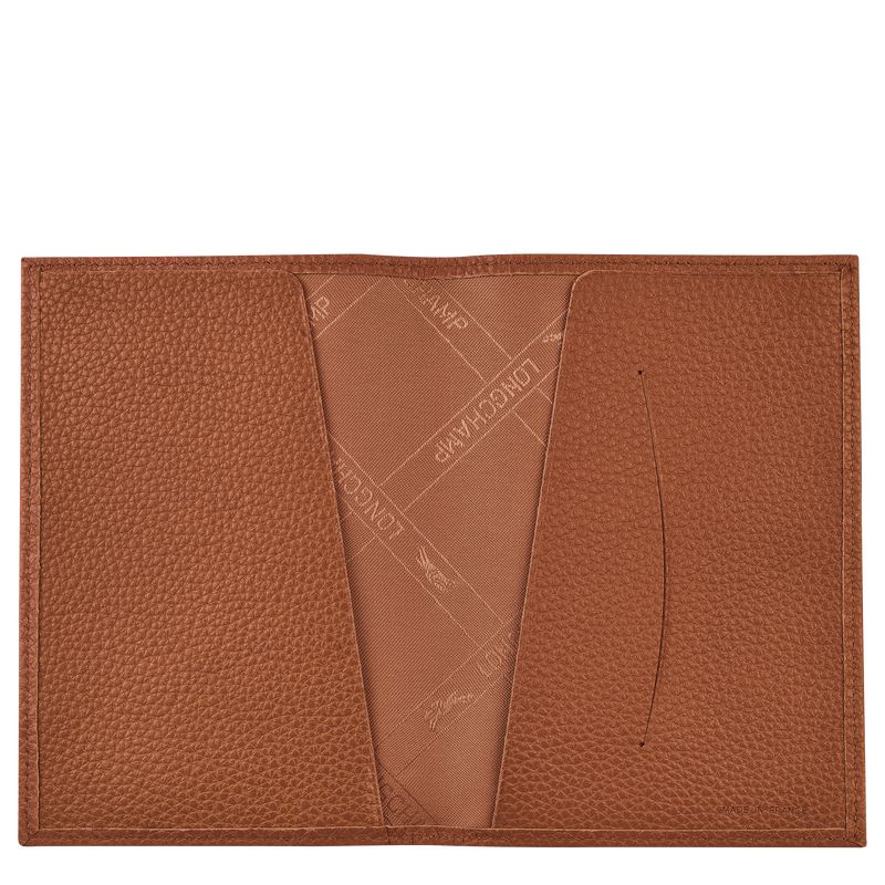 Akcesoria Damskie Longchamp Le FoulonnÉ Passport cover Leather Caramel | PL8226PJ