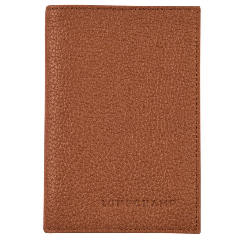 Akcesoria Damskie Longchamp Le FoulonnÉ Passport cover Leather Caramel | PL8226PJ