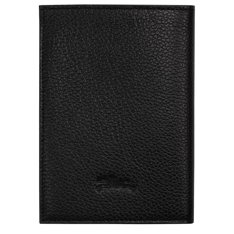 Akcesoria Damskie Longchamp Le FoulonnÉ Passport cover Leather Czarne | PL8225OK