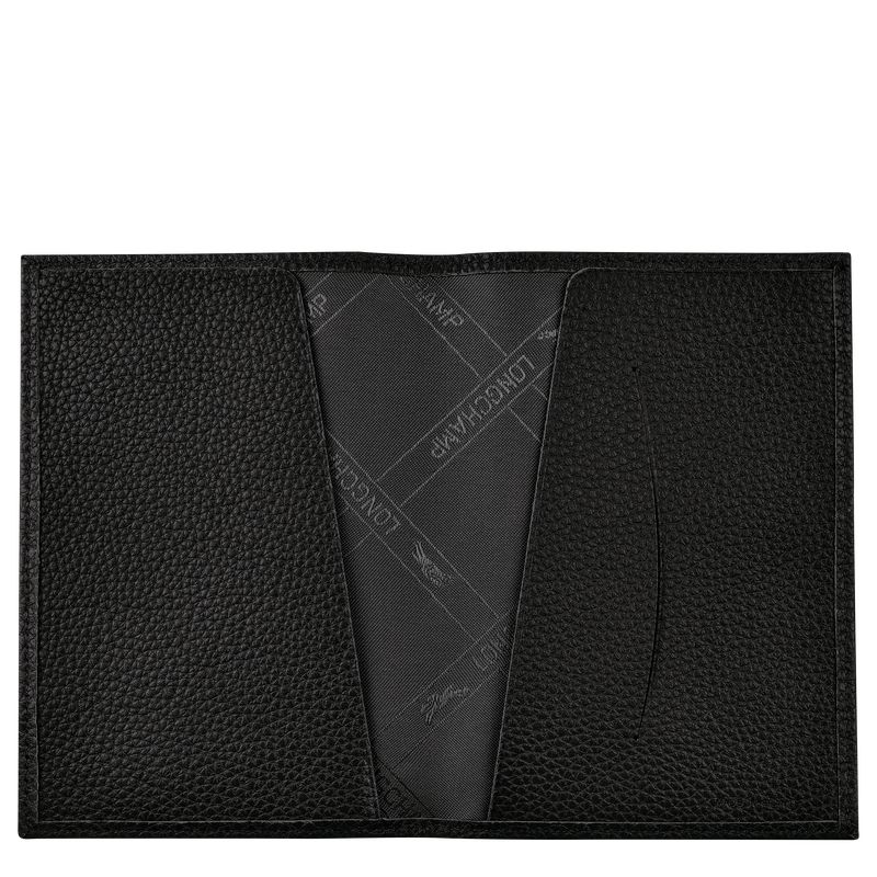 Akcesoria Damskie Longchamp Le FoulonnÉ Passport cover Leather Czarne | PL8225OK