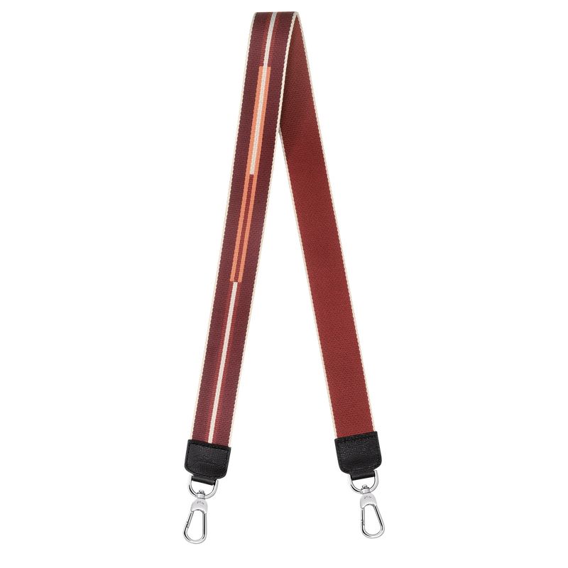 Akcesoria Damskie Longchamp Rayures Shoulder strap Canvas Chestnut | PL8631WN