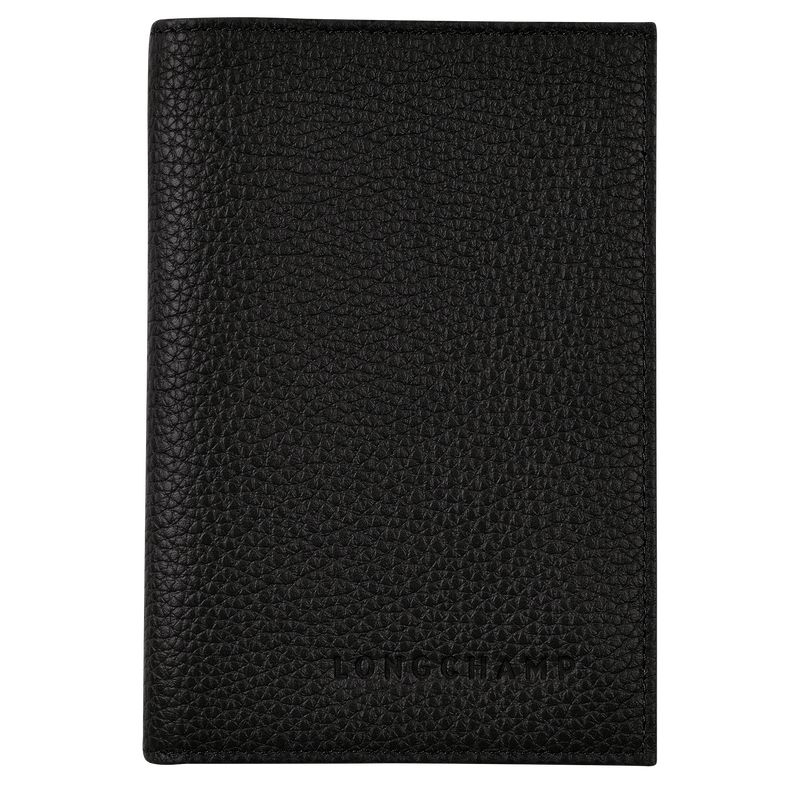 Akcesoria Męskie Longchamp Le FoulonnÉ Passport cover Leather Czarne | PL7122EB