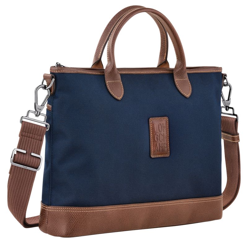 Aktówka Damskie Longchamp Boxford S Recycled canvas Niebieskie | PL8670GS