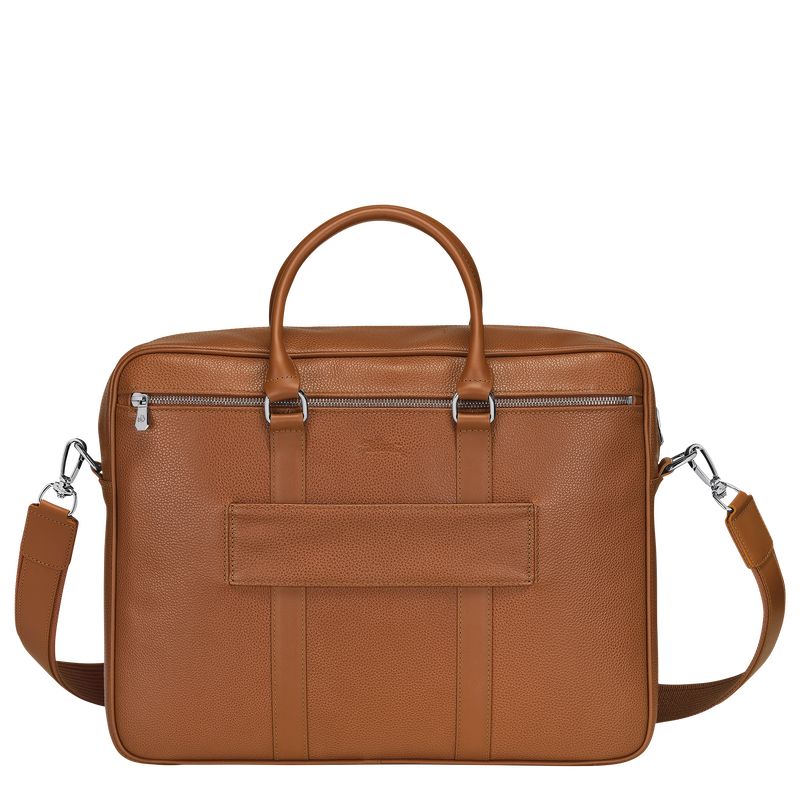 Aktówka Damskie Longchamp Le FoulonnÉ M Leather Caramel | PL8665ZU