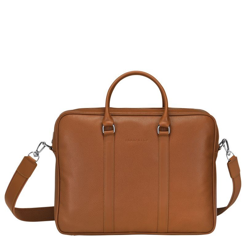 Aktówka Damskie Longchamp Le FoulonnÉ M Leather Caramel | PL8665ZU