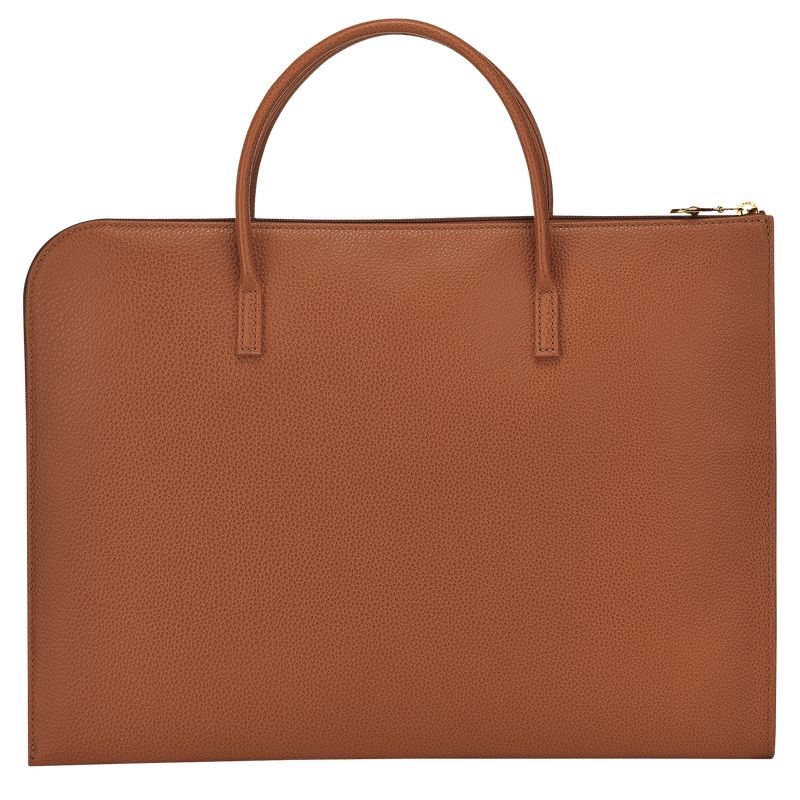 Aktówka Damskie Longchamp Le FoulonnÉ S Leather Caramel | PL8658MQ