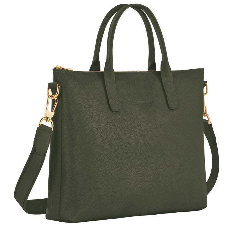 Aktówka Damskie Longchamp Le FoulonnÉ S Leather Khaki | PL8656BE