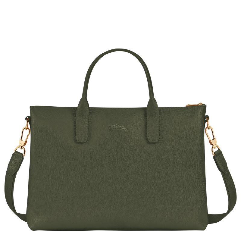 Aktówka Damskie Longchamp Le FoulonnÉ S Leather Khaki | PL8656BE