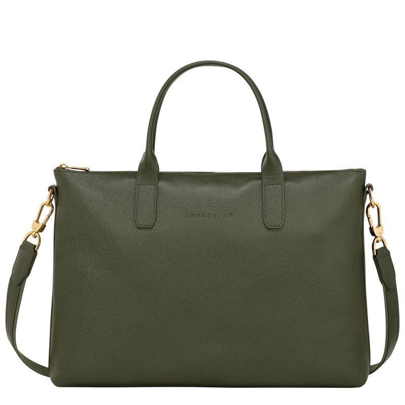 Aktówka Damskie Longchamp Le FoulonnÉ S Leather Khaki | PL8656BE