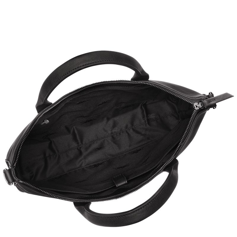 Aktówka Męskie Longchamp 3D Leather Czarne | PL7643WN