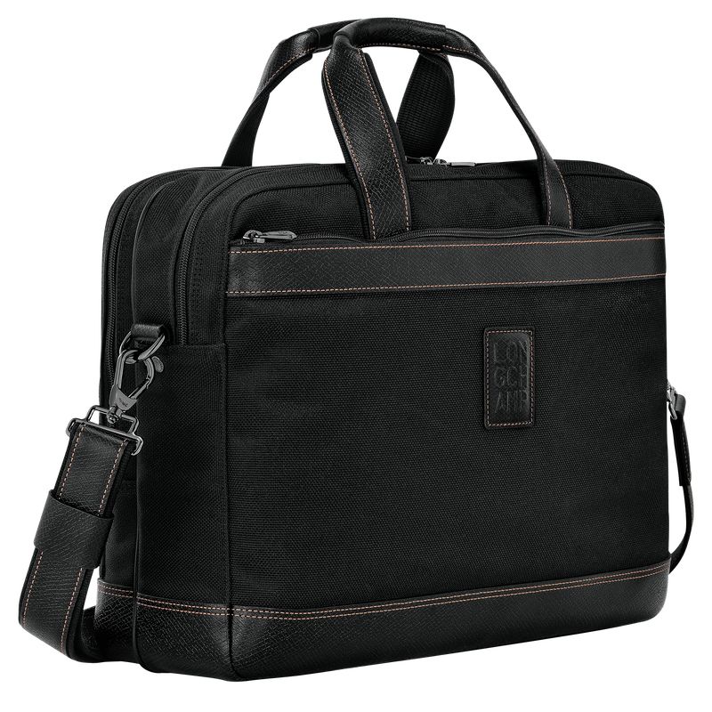 Aktówka Męskie Longchamp Boxford L Recycled canvas Czarne | PL7638UZ