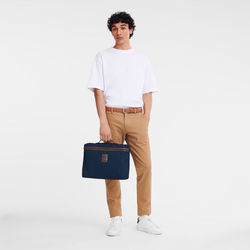 Aktówka Męskie Longchamp Boxford S Recycled canvas Niebieskie | PL7642EB