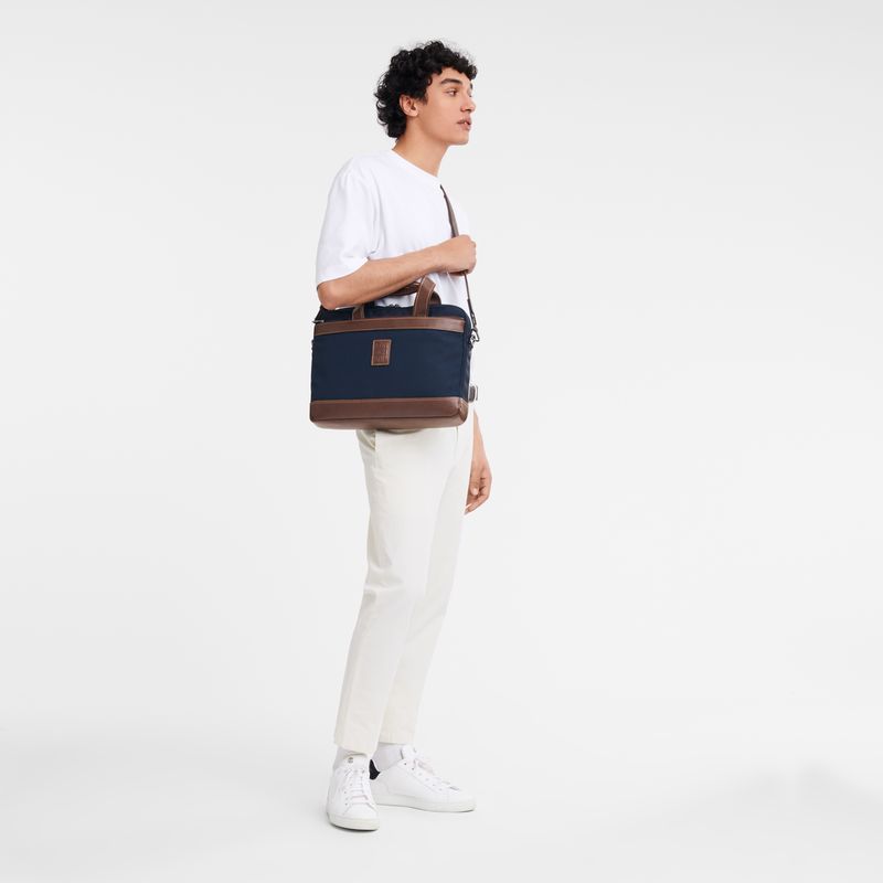 Aktówka Męskie Longchamp Boxford S Recycled canvas Niebieskie | PL7637IL