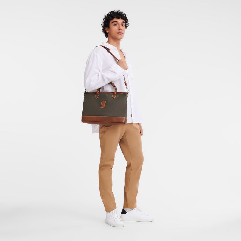 Aktówka Męskie Longchamp Boxford S Recycled canvas Brązowe | PL7636OK