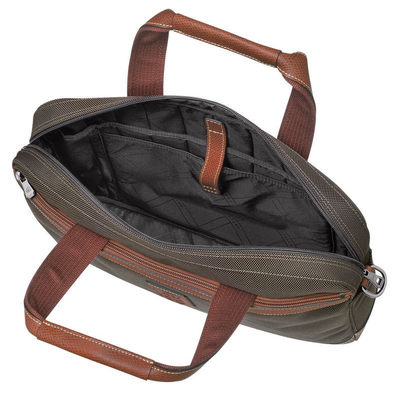 Aktówka Męskie Longchamp Boxford S Recycled canvas Brązowe | PL7636OK