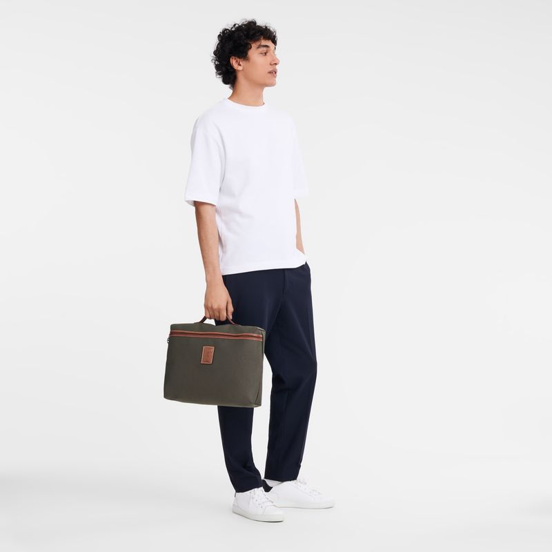 Aktówka Męskie Longchamp Boxford S Recycled canvas Brązowe | PL7617NW