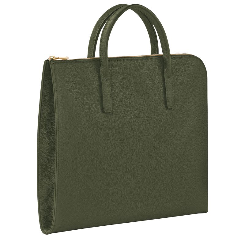 Aktówka Męskie Longchamp Le FoulonnÉ S Leather Khaki | PL7623CT