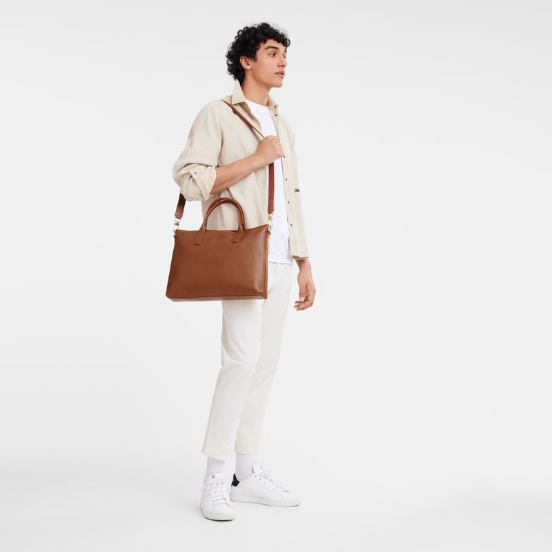 Aktówka Męskie Longchamp Le FoulonnÉ S Leather Caramel | PL7618MQ