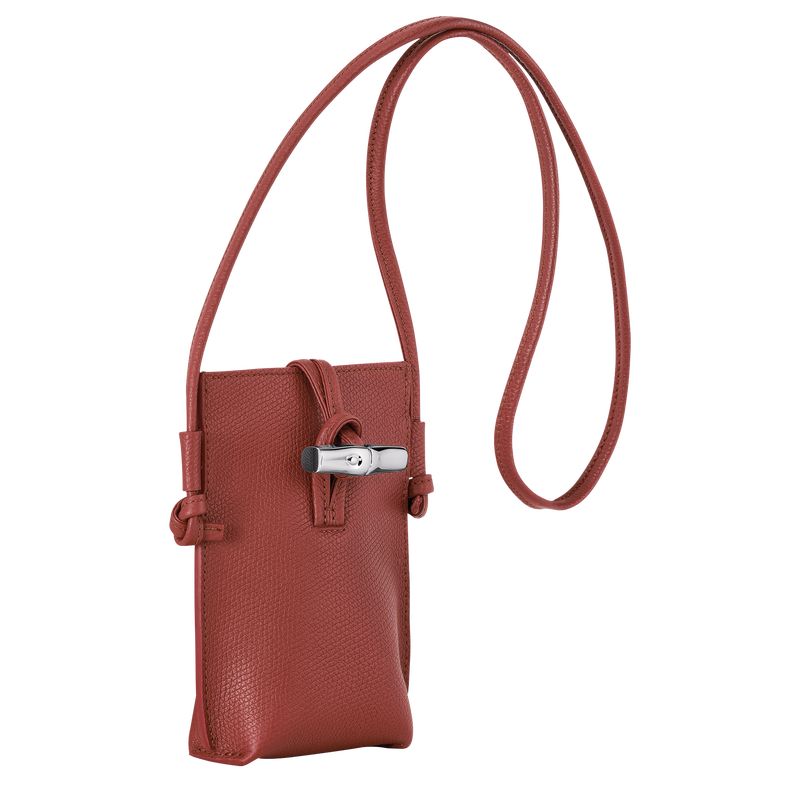 Etui Damskie Longchamp Le Roseau 1 Leather Chestnut | PL8380IL