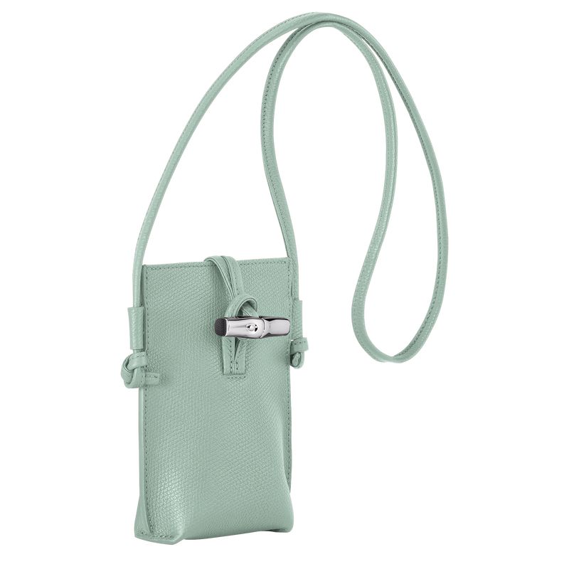 Etui Damskie Longchamp Le Roseau 1 Leather Celadon | PL8408JP