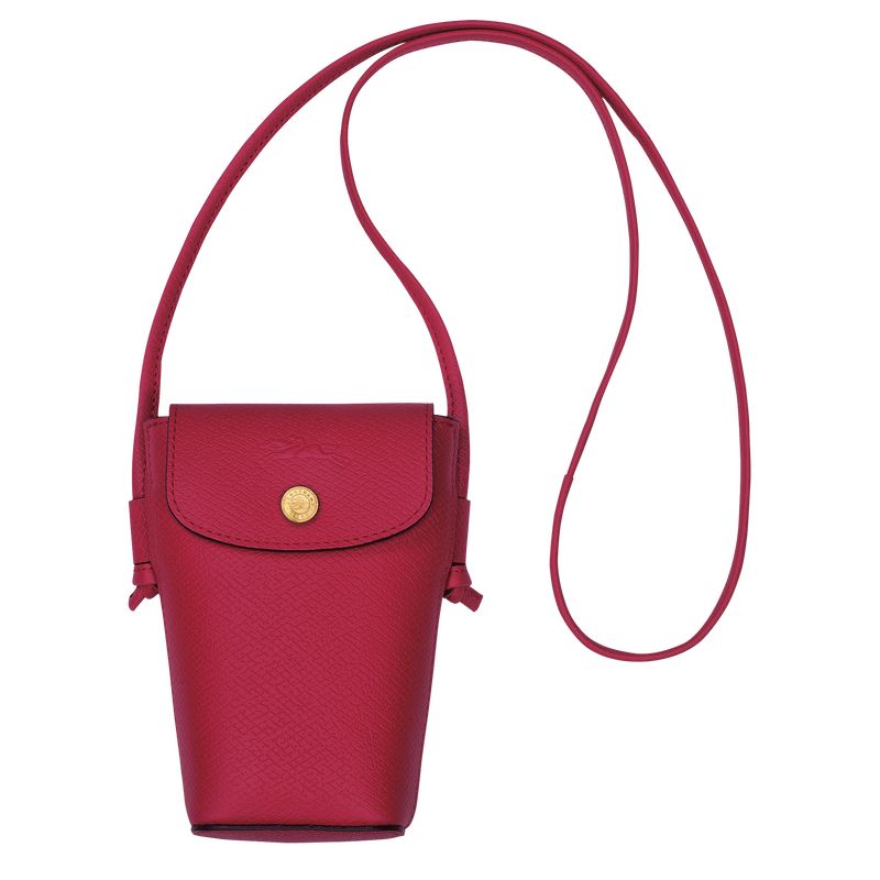 Etui Damskie Longchamp Épure with leather lace Leather Magenta | PL8615KO