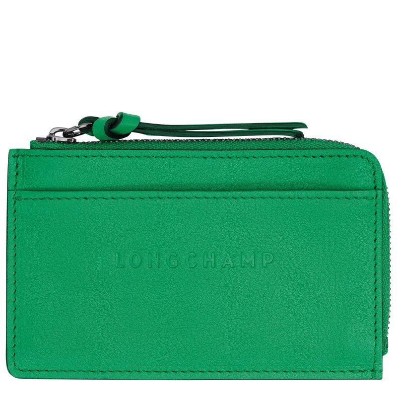 Etui na Karty Damskie Longchamp 3D Leather Zielone | PL8527WN