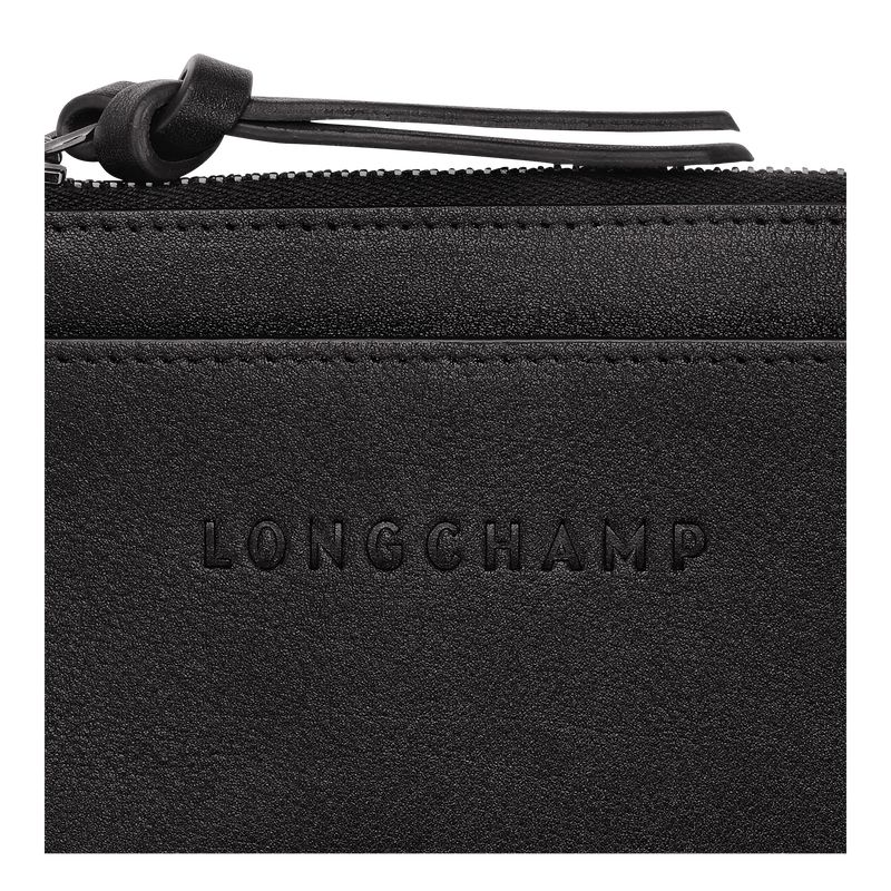 Etui na Karty Damskie Longchamp 3D Leather Czarne | PL8525RV