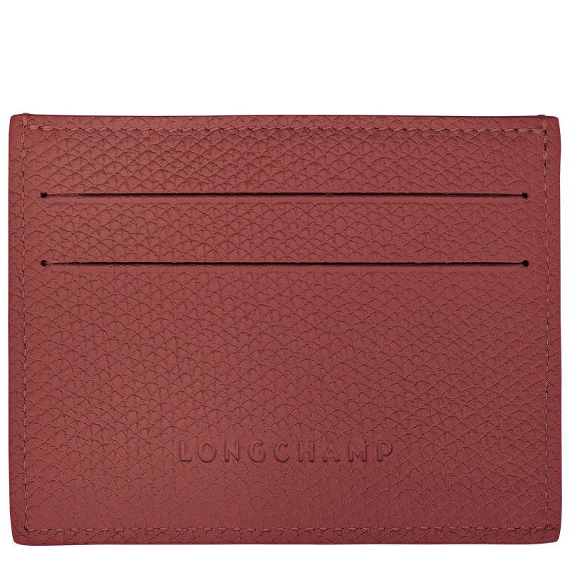 Etui na Karty Damskie Longchamp Le Roseau Leather Chestnut | PL8498CT