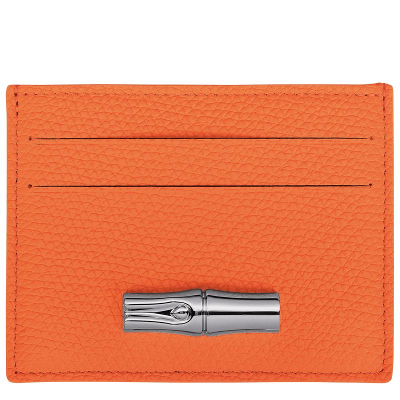 Etui na Karty Damskie Longchamp Le Roseau Leather Pomarańczowe | PL8496ZU