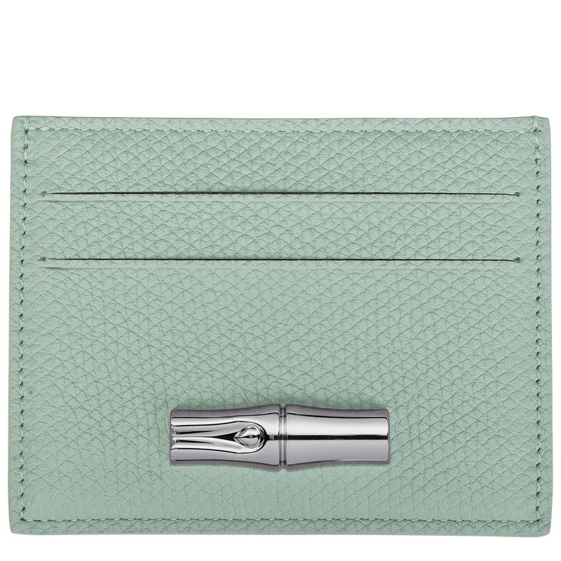 Etui na Karty Damskie Longchamp Le Roseau Leather Celadon | PL8482YX