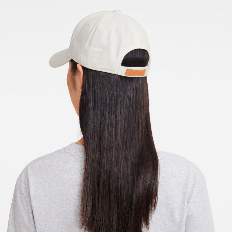 Kapelusz Damskie Longchamp Solid Cap Organic cotton Białe | PL8193BE