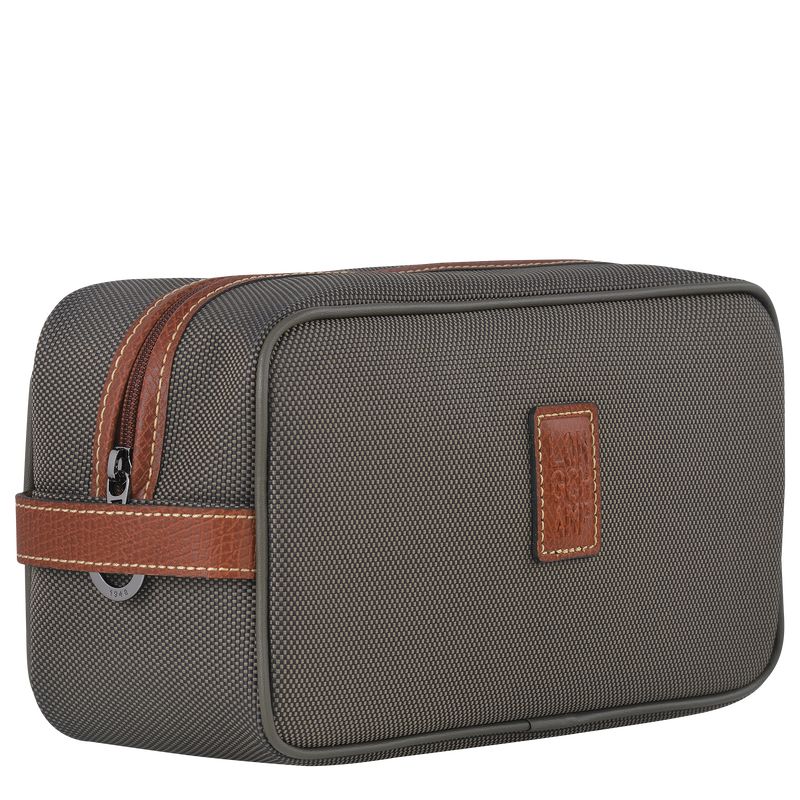 Kosmetyczki Damskie Longchamp Boxford Recycled canvas Brązowe | PL8213RV