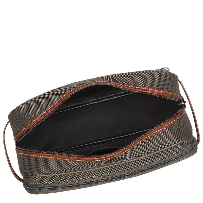 Kosmetyczki Damskie Longchamp Boxford Recycled canvas Brązowe | PL8210UZ