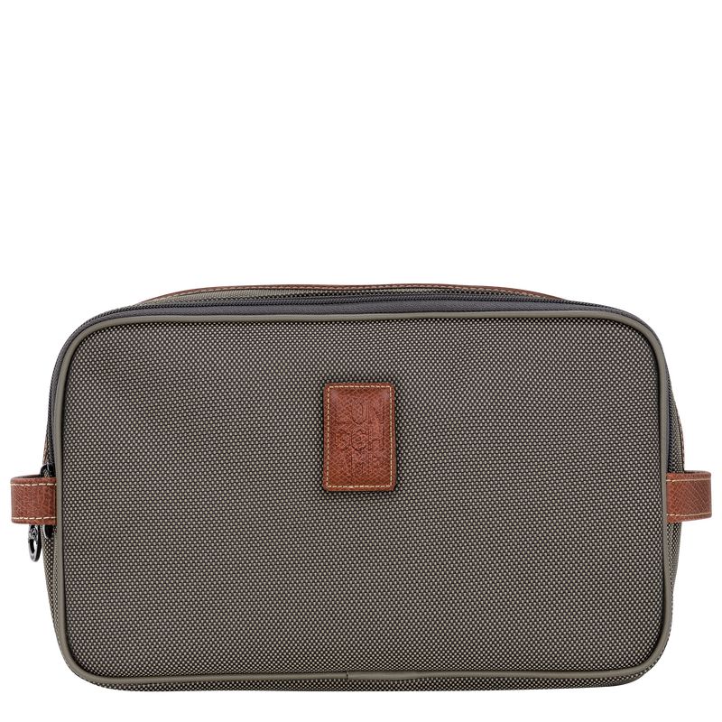 Kosmetyczki Damskie Longchamp Boxford Recycled canvas Brązowe | PL8210UZ