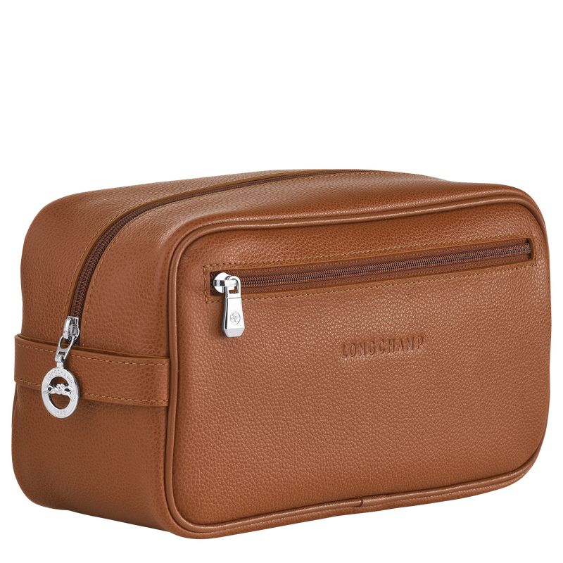 Kosmetyczki Damskie Longchamp Le FoulonnÉ Leather Caramel | PL8205SG