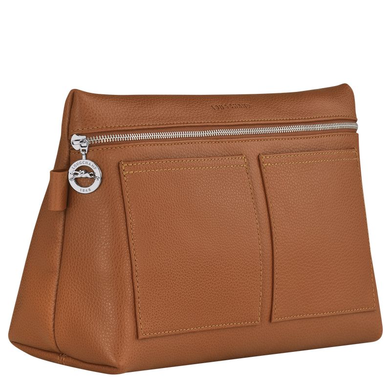 Kosmetyczki Damskie Longchamp Le FoulonnÉ Leather Caramel | PL8202GS