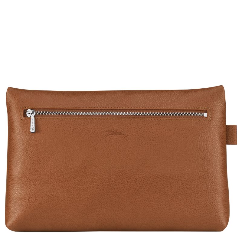 Kosmetyczki Damskie Longchamp Le FoulonnÉ Leather Caramel | PL8202GS