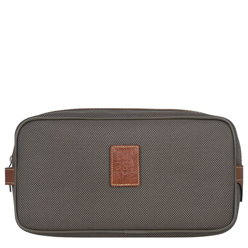 Kosmetyczki Męskie Longchamp Boxford Recycled canvas Brązowe | PL7157ZU