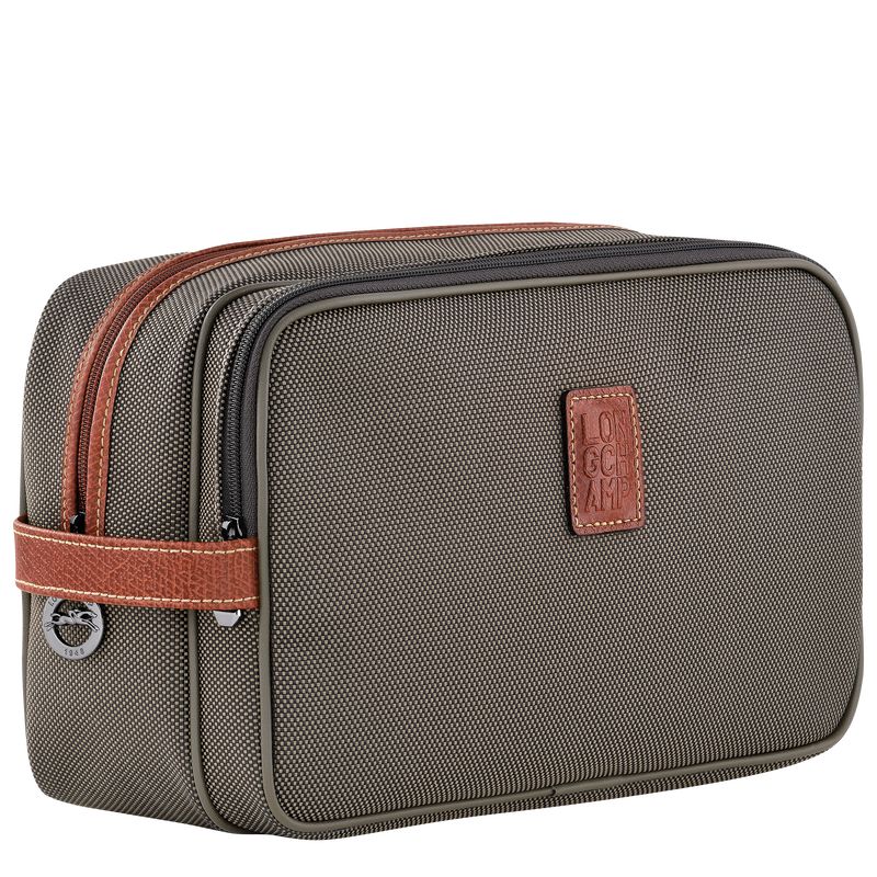 Kosmetyczki Męskie Longchamp Boxford Recycled canvas Brązowe | PL7146CT