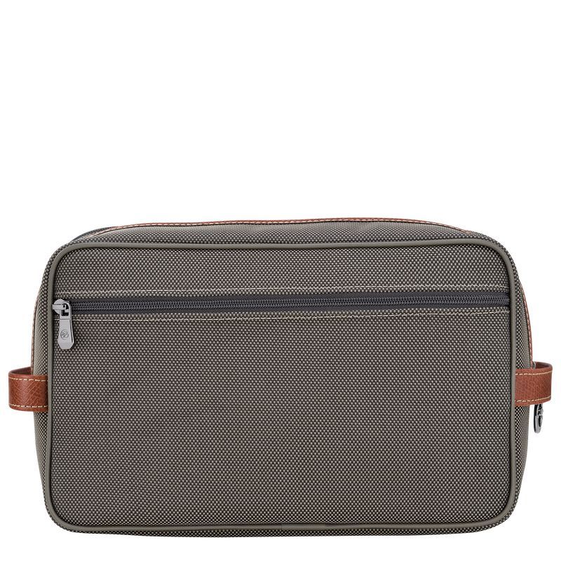 Kosmetyczki Męskie Longchamp Boxford Recycled canvas Brązowe | PL7146CT