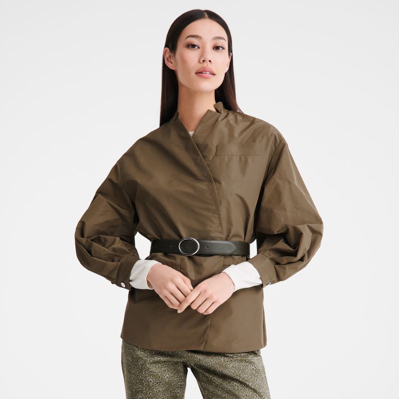 Kurtki Damskie Longchamp Kimono Technical taffeta Artichoke | PL7851WN