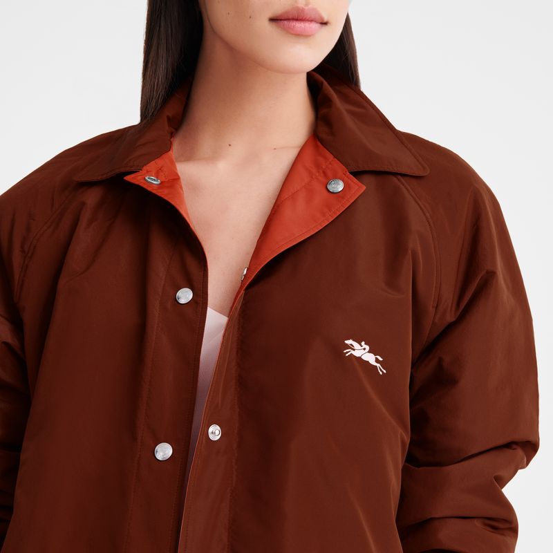 Kurtki Damskie Longchamp Padded blouson Technical taffeta Chestnut / Tomato | PL7855EB