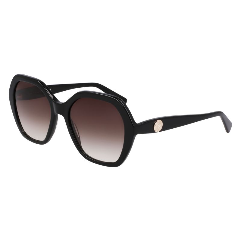 Okulary Przeciwsłoneczne Damskie Longchamp Acetate Czarne | PL7932NW