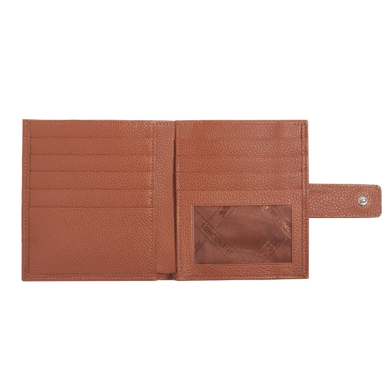 Portfele Damskie Longchamp Le FoulonnÉ Compact Leather Caramel | PL8582WN