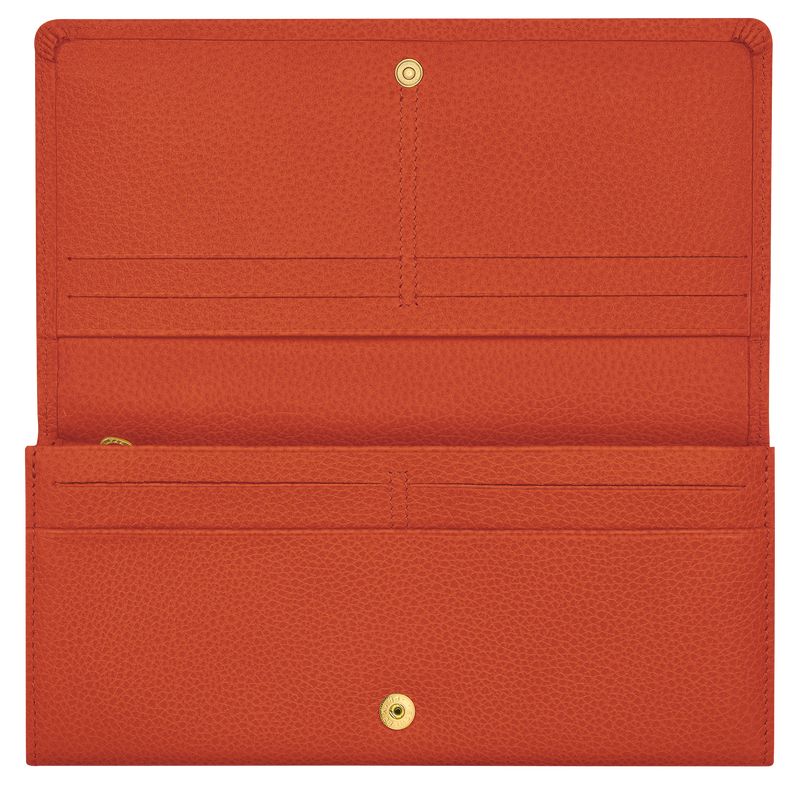 Portfele Damskie Longchamp Le FoulonnÉ Continental Leather Paprika | PL8578EB