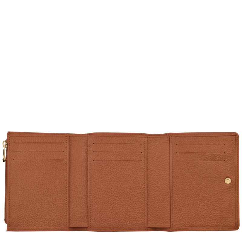 Portfele Damskie Longchamp Le FoulonnÉ Leather Caramel | PL8573IL