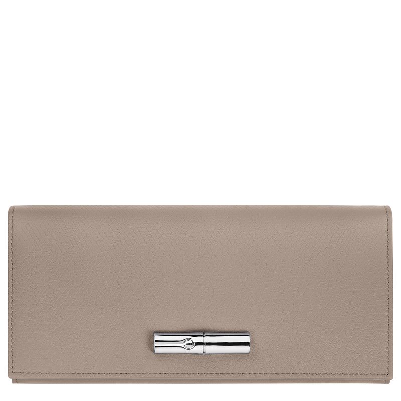 Portfele Damskie Longchamp Le Roseau Flap Leather Clay | PL8546KO