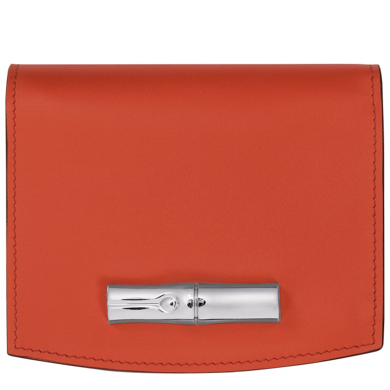 Portfele Damskie Longchamp Le Roseau Leather Paprika | PL8564JP