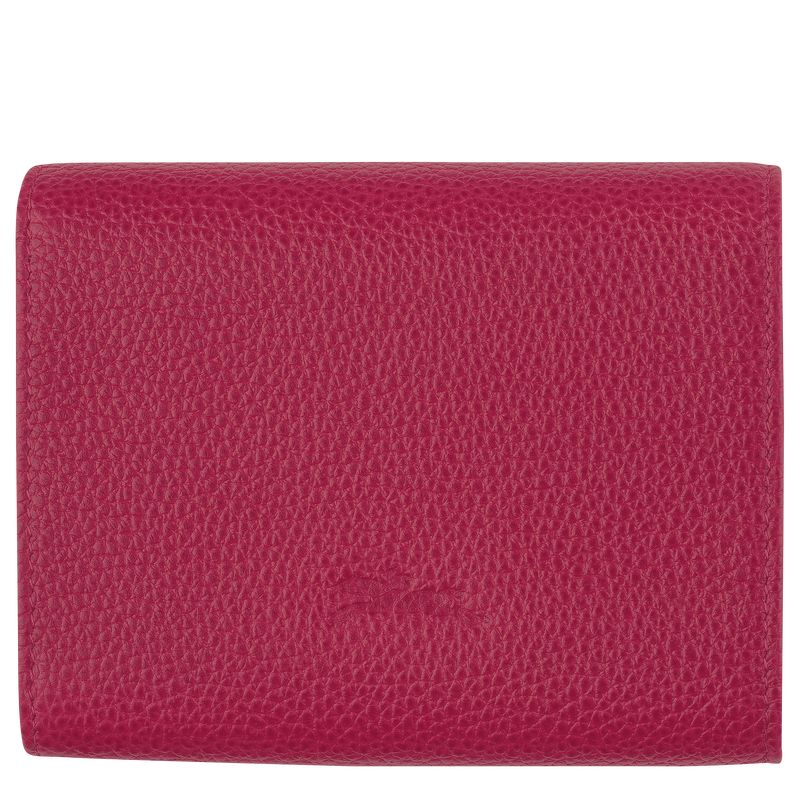 Portfele Damskie Longchamp Le Roseau Leather Beetroot | PL8542FD